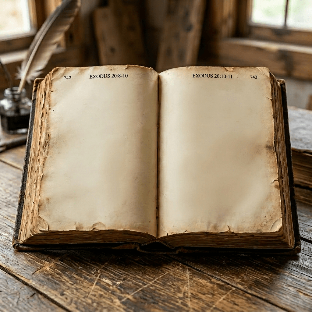 Entire Exodus 20:8-11 verse missing cleanly